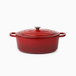 Larder & Vine Enameled Cast Iron Dutch Oven with Lid – Oversized Handles, Dome Lid, Dutch Oven for Sourdough Bread Making, 8QT/7.5L – (Cabernet)