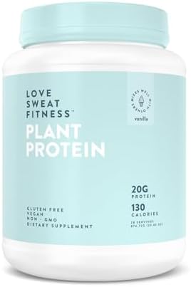 Love Sweat Fitness Organic Vegan Protein Powder | Vanilla | 28 Servings, 20g Protein, No Sugar, Vegan, Gluten Free, Non-GMO