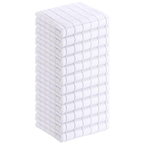 Image of Homaxy 100% Cotton Terry Kitchen Dish Cloths, 12 Pack, White