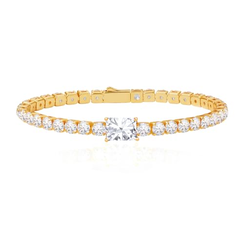 Cicy Bell 18K �����b�L �e�j�X�u���X���b�g �����p �d�˕t���\ ���E���h&�X�N�G�A �L���[�r�b�N�W���R�j�A �����N�u���X���b�g�Z�b�g, 7 inch, 18K�S�[���h���b�L�^�J�A�L���[�r�b�N�W���R�j�A�B, �L���[�r�b�N�W���R�j�A