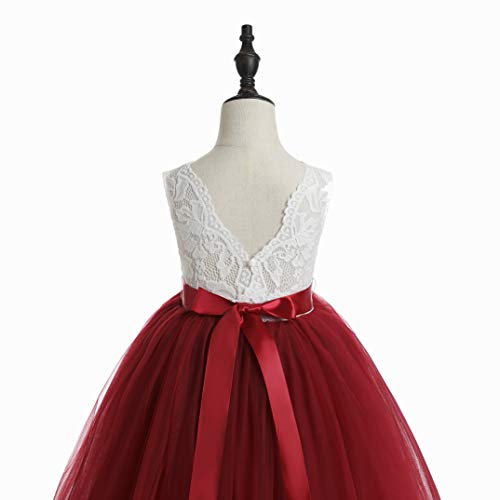Glamulice Sleeveless Flower Girl Dress A-Line Straight Tutu Tulle Backless Princess Puffy Lace Dresses Fancy Party Gown3