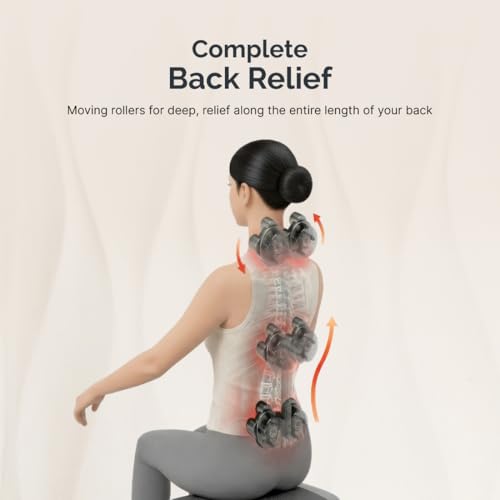 Image of Cult Deep Relief Full Back Massager with Moving Rollers, 3-Intensity Heat & 4 Modes | Shiatsu Deep Tissue Relief for Neck & Lumbar | Home & Car Adapters (Black)