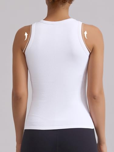 Image of ATTRACO Ribflex Workout Tank Tops for Women Seamless Full Length Gym Tops Athletic Yoga Top Built in Bra