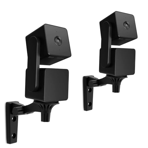 LEFXMOPHY Wall Mount for WYZE Cam Pan V3 for Camera Corner/Ceiling Indoor/Outdoor Mounting Bracket Base 180 Degree Tilt Adjustable 2-Pack Black Shelf Stand