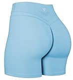 TomTiger Shorts de Yoga para Mujer, con Control Abdominal, Cintura Alta Tipo Ciclista, para Ejercicio, Entrenamiento y Efecto de Levantamiento de glúteos, Azul, M
