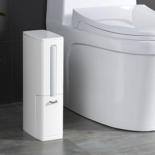 Cubo de basura rectangular delgado 4.5L con acabado premium y cepillo de inodoro 2