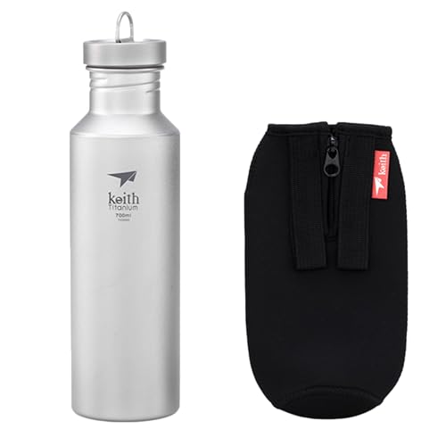 Botella de Agua de Titanio Keith con Tapa de Montaje Tipo Bayoneta, Ti3032, 700 ml Botella de Viaje para Agua, Té y Café – Ideal para Hidratación al Aire Libre, Camping y Senderismo (25.0x9.2x7.6)