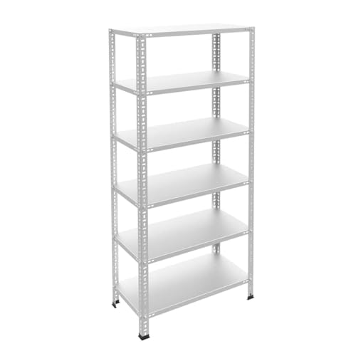 6 Katlı Galvaniz Çelik Raf; Depo, Arşiv, Kiler, Dosya, Market Rafı 59x93 cm 200 cm 1.00 mm