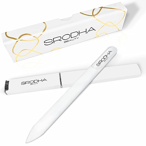 Srodha Lima de uñas de cristal, kit de 3 piezas, kit de preparación profesional para uñas naturales, de gel y acrílicas, doble cara con funda protectora