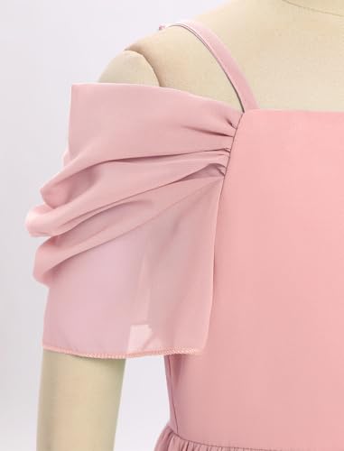 IDOPIP Girls Chiffon Maxi Cold Shoulder Dress A-line High Low Junior Bridesmaid Flower Girl Wedding Birthday Party Dresses4