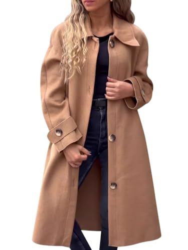 Manteau en laine longue femme Onsoyours chaud et élégant pour l'hiver