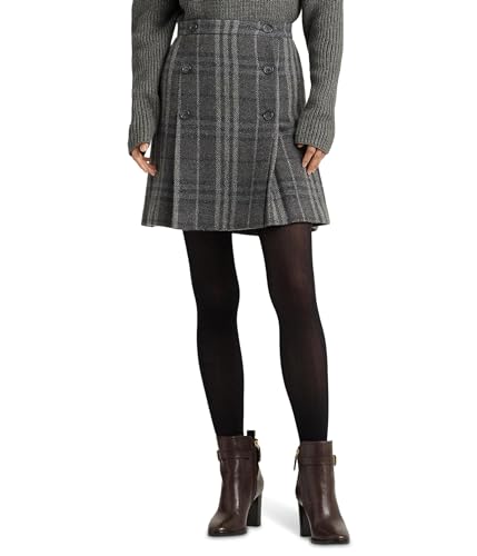 Lauren Ralph Lauren Women's Plaid Pleated Wool-Blend Tweed Miniskirt