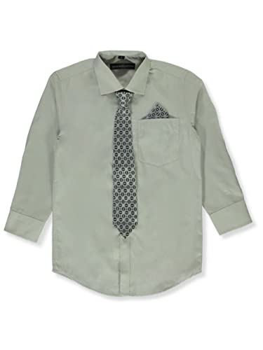 Kids World Boys' Dress Shirt & Tie (Patterns May Vary) - Silver, 53
