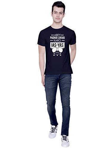 Image of CreativiT Graphic Printed T-Shirt for Unisex Abey padhai likhai karo IAS-YAS Bano Tshirt | Casual Half Sleeve Round Neck T-Shirt | 100% Cotton | D00609-445