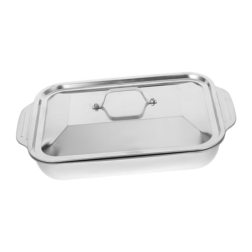 WEKADRIN Stainless Steel Deep Roasting Tray Rectangular Grill Pan for Oven Cooking with Enhanced Depth for Large Portions and Baking Easy Clean Roaster for Fish Meat BBQ and Home Use