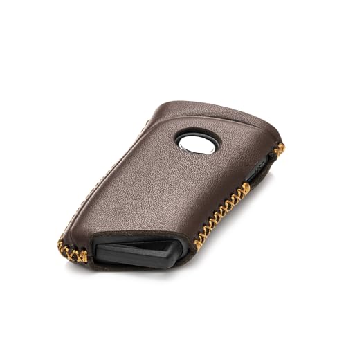 Vitodeco Genuine Leather Smart Key Fob Case Cover Protector with Leather Key Chain for 2018-2020 Lexus LS 500, LS 500H, UX 200, UX 250H, LC 500, LC 500H, ES 350, ES 300H (4-Button, Brown)