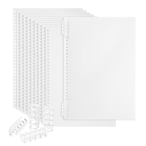 Couvertures de reliure A4 blanches PATIKIL en plastique 22 Mil avec peignes pour dossiers