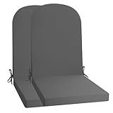 PRIMEPATIO Gartenstuhl Hochlehner Auflagen, Schwammfüllung Sitzkissen für Gartenmöbel, Bequeme Stuhlkissen für Gartenstuhlauflage, Terrassenstuhl, Klappstühle mit Bändern, 120x50x6cm, 2er Set Grau