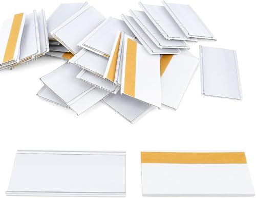 100 Unidades Porta Etiquetas Autoadhesivas (30 mm x 70 mm), Portaprecios Adhesivos Individuales 70mm, Carteles para Precios, Etiquetas para Precios, Etiquetas Adhesivas Blancas