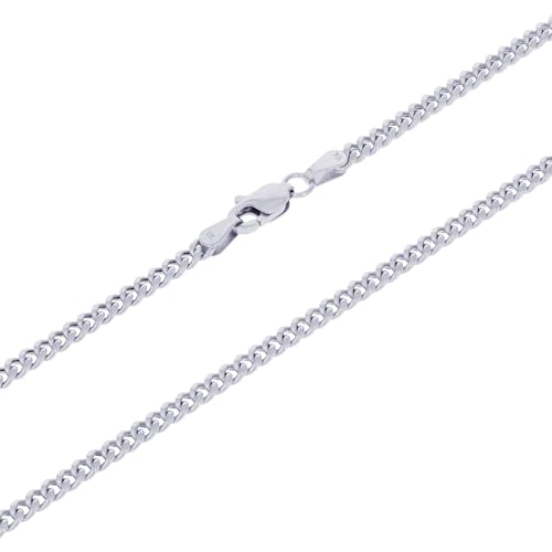 Nuragold 10K Real White Gold Miami Cuban Link 3mm Chain Necklace (16