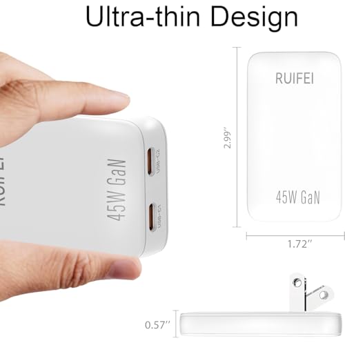 RUIFEI 45W Flat GaN Charger (Dual USB-C, Foldable) — view 2