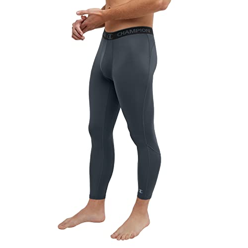 Champion Men's Total Support Pouch 3/4 Compression, Anti-Odor, Wicking Leggings, 23.5", Stealth C Logo #TOP2