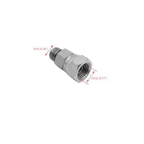 Image of (2-PACK) 6900-06-08-O Hydraulic Hose Adapter Fitting 3 /8 inch Male O-Ring Boss (9 /16 inch-18UNF)x1 /2 inch NPSM Female Pipe Swivel (1 /2 inch-14NPSM) SAE Straight Pipe Joints Tube Connector Carbon Steel