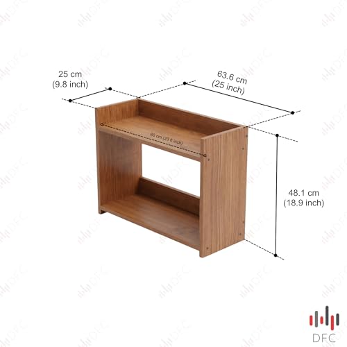 Image of DFC Element Crysta Shelf for Home, Living Room & Bedroom | Engineered Wood Storage Shelf with Open Display Design | Space Saving Organizer for Books, Decor & Daily Essentials (Natural Oak, 2 Level)