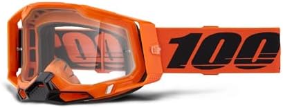 100% Racecraft 2 Goggles - Mountain Bike & Motocross Goggles - Eyewear for Motocross & Mountain Biking - Neon Orange, Clear Lens