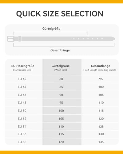 CHAOREN 3cm Ledergürtel Herren, Gürtel Herren Leder für Business und Formelle Anlässe, Anzuggürtel Perfekter zu Männer Businessschuhe
