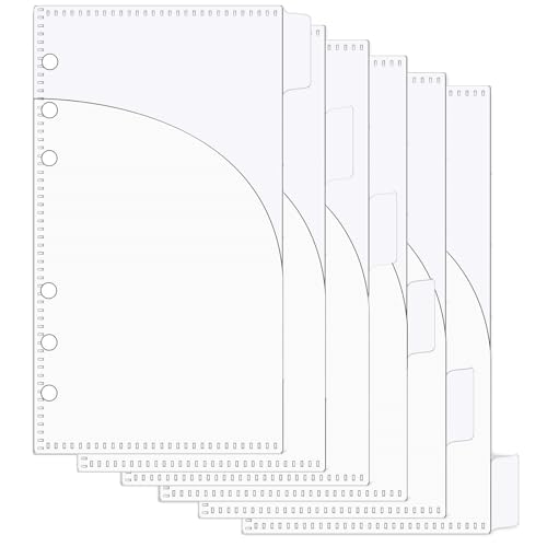 Mogoostry A6 Binder Pocket Cash Envelope 6-Tab Clear Plastic Binder Dividers with 2 Pockets for 6 Ring A6 Binder Sheet Protector Pouch Binder Folder Organizer (6 Sheets)