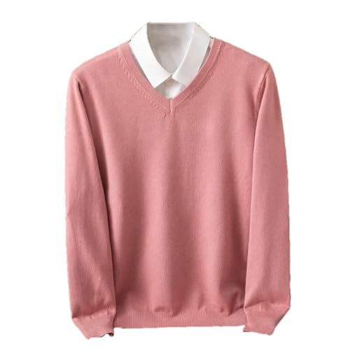 Men V-Neck Knit Wool Blend Sweater Winter Casual Solid Long Sleeve Pullovers