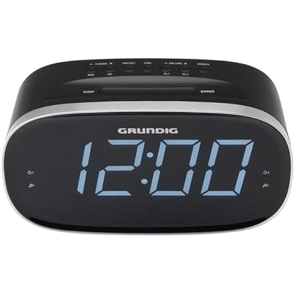 GRUNDIG Sonoclock 3100 budzik z funkcją radia, tuner FM, funkcja budzika, funkcja zasypiania, funkcja drzemki, sygnał alarmowy, wyświetlacz LED, czarny