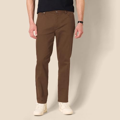 Amazon Essentials Herren 5-Pocket-Stretch-Twillhose, Schlanke Passform, Braun, 32W / 32L