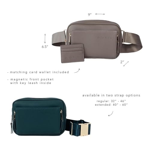 Image of AYLA & CO Women's Fanny Pack Adjustable Belt Bag with Crossbody Style, Magnetic Pocket, Key Leash, and Charging Pocket, Extended Strap 40-61 Inch, Peacock
