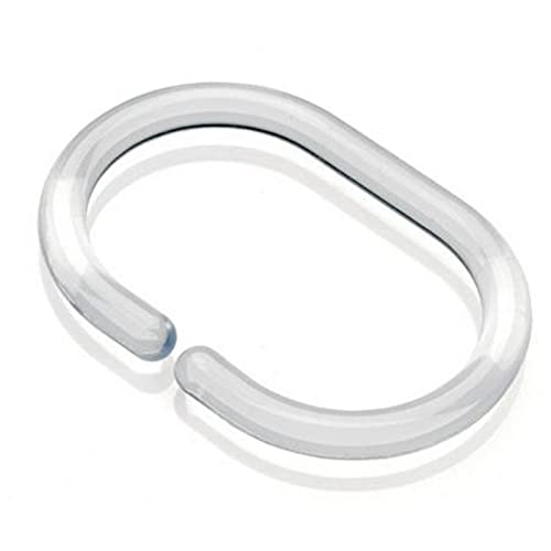 fiXte Clear Shower Curtain Rings Hooks Clips Plastic Lightweight and Durable Bathrooms Changing Rooms Accessories 5cm x 3cm (Pack of 12)