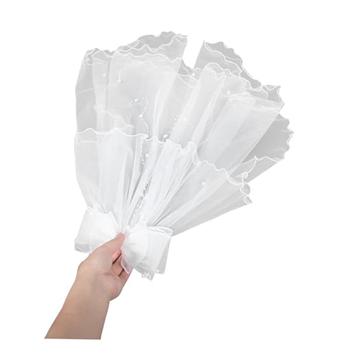 FRCOLOR First Communion Veil with Bow Elegant White Ceremony Headpiece for Religious Events Baptisms and Church Ceremonies Secure Clip Design for Accessories4