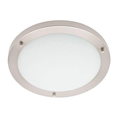LITECRAFT Mari Flush Mount Bathroom IP44 Rated Ceiling Light - (Satin Nickel, Large, 10 Watt)