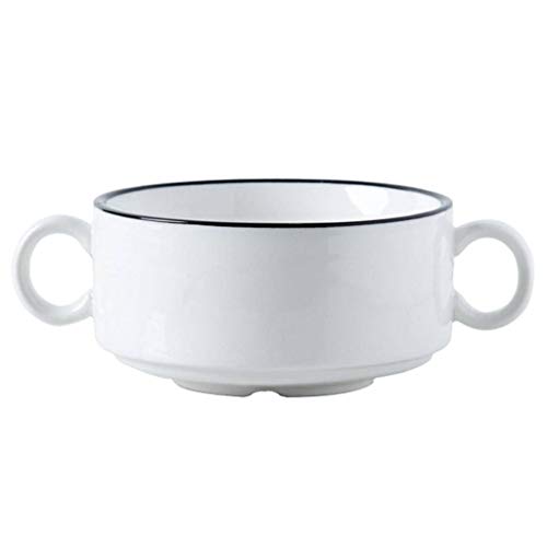 JLWM Tazones De Consomé Tazón Para Sopa Con Asa, 300ML Ensalada Postre Estofado Hornear Huevo Al Vapor Ceramica Desayuno Gachas-Blanco