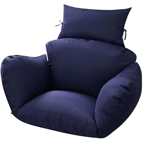 boyspringg Soft Patio Hanging Egg Chair Cushion Replacement, Blue Thicken Hanging Basket Chair Cushions Indoor Outdoor Egg Chair Cushion 47x31.5x4.7 inch (blue-01) Cover