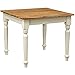 Biscottini Tavolo Quadrato In Legno Massello Di Tiglio - Stile Country – Stile Shabby - Struttura bianca anticata e Piano Naturale L 90 x PR 90 x H 78 cm