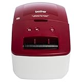 Brother Rother QL-600R Monochrom-Etikettendrucker, USB 2.0, Adress-Etikettendrucker, Desktop, UK-Stecker, weiß/rot, Standard-Etiketten bis zu 62 mm breit