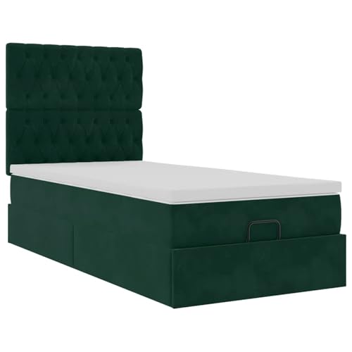 Fasba Ottoman-Bett mit Matratzen & LEDs Dunkelgrün 80x200 cm Samt, Polsterbett Doppelbett Stilvolles Funktionsbett mit hydraulischem Stauraum3314357 – Bild 8
