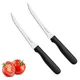 Horonaxo Tomato Slicer, Tomato Knives 2-Piece Serrated Tomato Knife with 6 inch High Carbon Stainless Steel Blade, Ergonomic Handle for Fruits and Vegetables