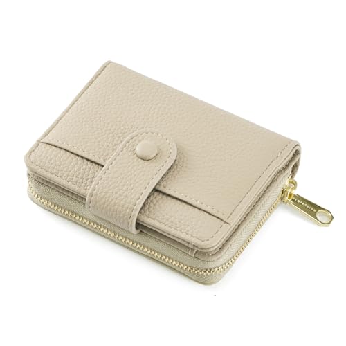 ANYWN Porte Feuille pour Femme, Petit Porte Monnaie Femme en Cuir Souple, Portefeuille Femme Petit Format avec Grand Compartiment à Monnaie zippé Kaki
