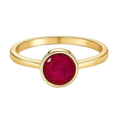Image of 925 Sterling Silver 18K Gold Plated Birthstone 2 Ct Solitaire Natural Gemstone Ring for Women | Fine Jewelry Gift for Wife, Girlfriend, Sister, Birthday, Anniversary, Rakhi, Rakshabandhan, Valentine's