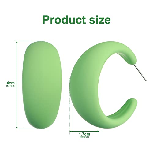 MTLEE 12 Pairs 80s 90s Neon Earrings Acrylic Matte Colorful Hoop Earrings for 80s Outfit Glow Party Accessories2