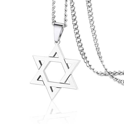 VASSAGO Collar con colgante de estrella de David Salomón de seis puntas, talismán de acero inoxidable, hexagrama judío de Israel para hombres | Ya disponible en tu tienda friki favorita! En mundofriki.es!