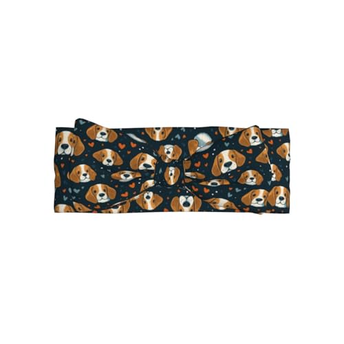 Cute Beagle Dog Print Baby Girl Bows Headbands Baby Girls Newborn Headbands Infant Toddlers 0-6 Months