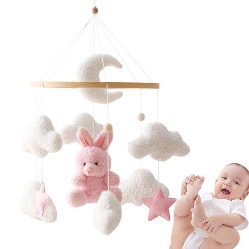 Mobile de berceau pour fille en peluche douce : carrousel rotatif animé de maternelle